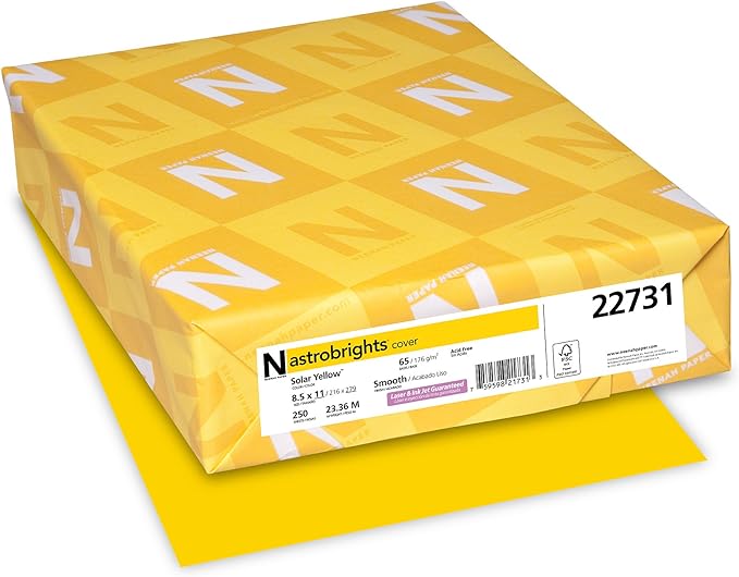 Astrobrights Cardstock Paper, 65 lbs, 8.5-inch x 11-inch, Solar Yellow, 250Pack (22731)