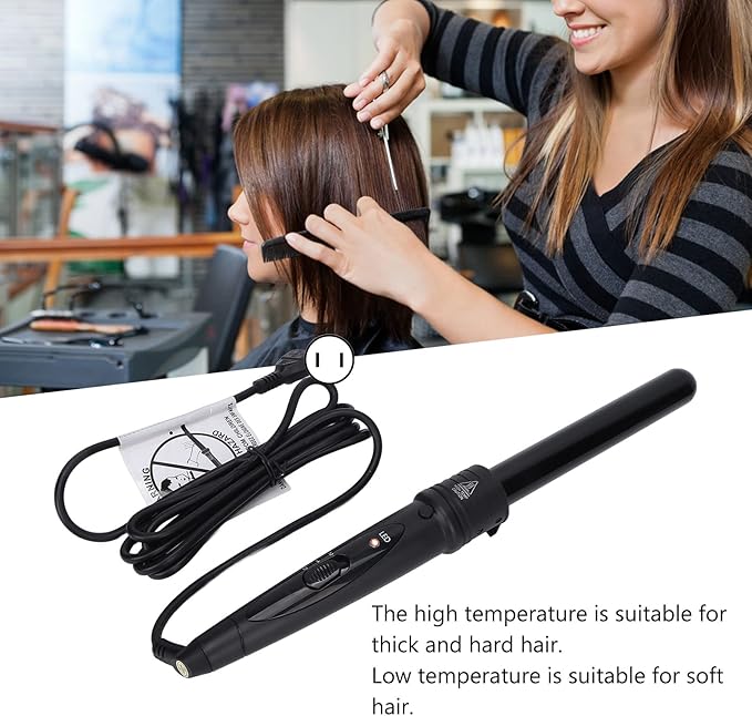 Curling Iron Wand, Ceramic 5 in 1 Curling Wand Set Interchangeable 5 Different Barrels Quickly Heating Temperature Adjustable for All Hair Types for me Use U.S. regulations2213