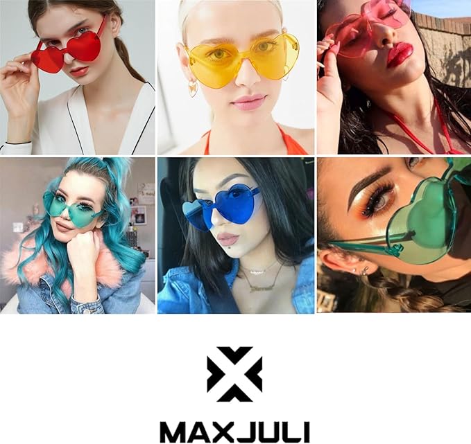 MAXJULI Heart Sunglasses for Women Baby Girl,Hot Party Neon Shades UV Protection 8069