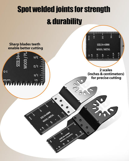 112Pcs Oscillating Saw Blades Quick Release Oscillating Multitool Blades with Sandpapers Universal Oscillating Tool Accessories for Cutting Metal/Wood/Plastic, Compatible with Most Brands