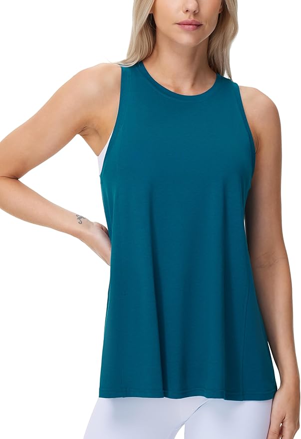 THE GYM PEOPLE Women's Crew Neck Workout Tank Tops Loose Fit Sleeveless Athletic Yoga Running Shirts