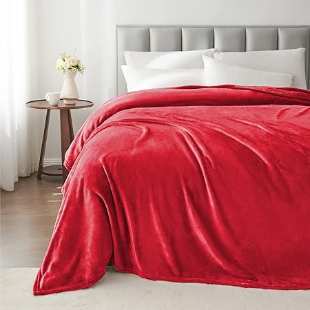 BEDELITE Fleece Blanket King Size Blankets for Bed, Luxury Plush Cozy Fuzzy Blanket 108x90 inches, Super Soft Warm Lightweight Throw Blanket All Seasons Suitable, Red