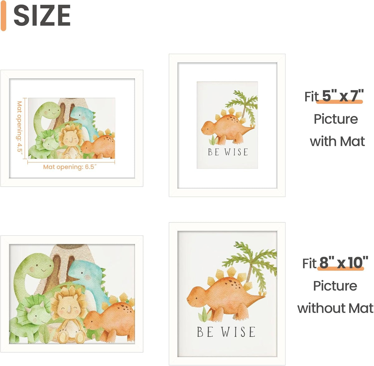 upsimples 8x10 Picture Frame, Wall Decor Photo Frames, White 1 Pack 8 x 10 Frame, 5x7 Frame with Mat for Gallery Wall, Family, Wedding, Baby, Dog, Dorm, Christmas, Mothers' Day