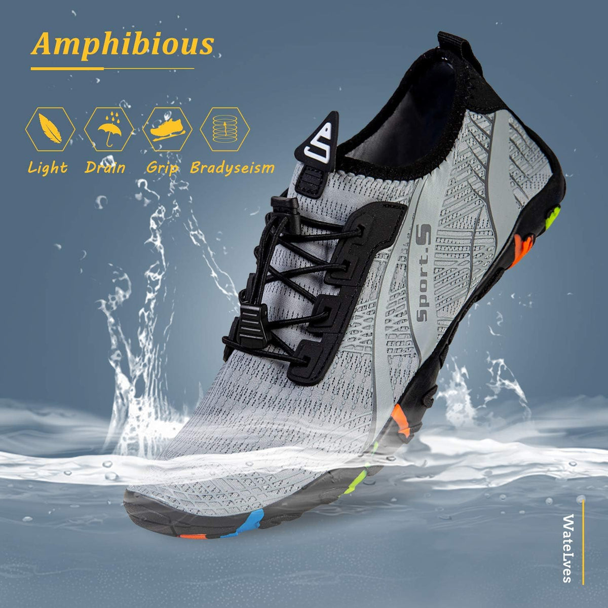 WateLves Water Shoes Mens Womens Beach Swim Shoes Quick-Dry Aqua Socks Pool Shoes for Surf Yoga Water Aerobics