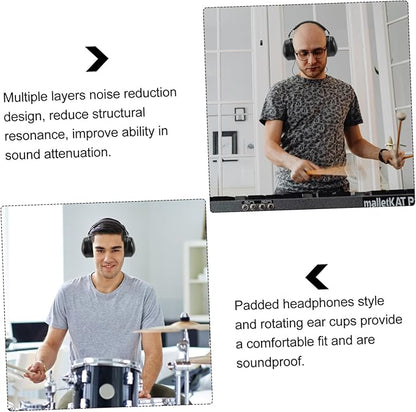 Gadpiparty Leather Over Ear Headphones for Drummers Noise Reduction Headset Sound Insulation Earphones for Jazz Drum Set Performances