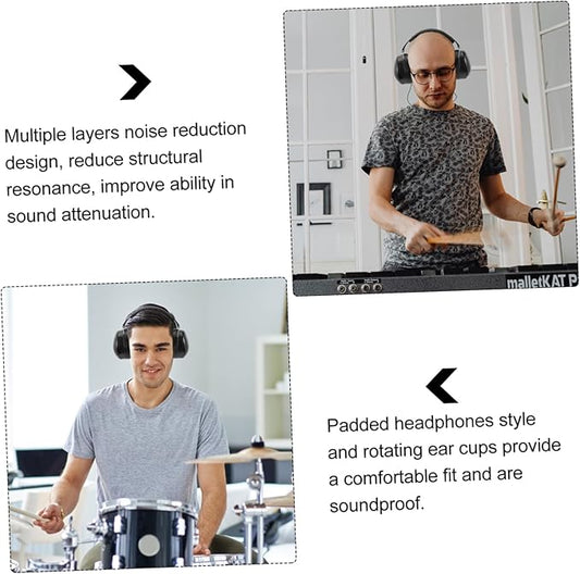 Gadpiparty Leather Over Ear Headphones for Drummers Noise Reduction Headset Sound Insulation Earphones for Jazz Drum Set Performances