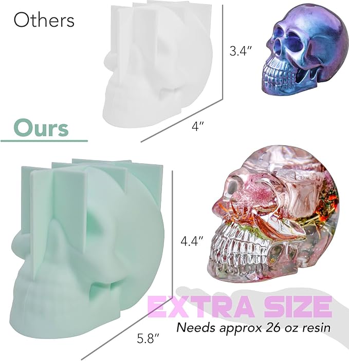 Skull Silicone Molds, 3D Extra Large Skeleton Skull Epoxy Resin Molds for Casting Arts Crafts, Home Decor, Parties and Holidays