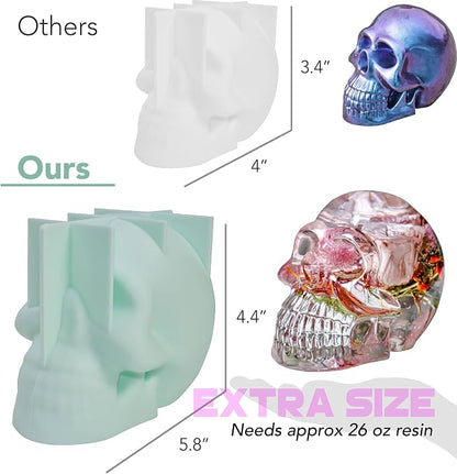 Skull Silicone Molds, 3D Extra Large Skeleton Skull Epoxy Resin Molds for Casting Arts Crafts, Home Decor, Parties and Holidays