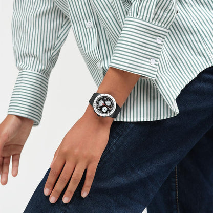 Swatch Chrono 42 Unisex Watch Dress Stainless Steel Black Automatic Waterproof Nothing Basic About Black