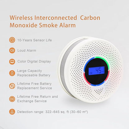 1 Enhanced Interconnected Smoke Carbon Monoxide Detector, Battery Powered and Wireless Interconnected Smoke and CO Alarm, transmission range of more than 820 feet (includes