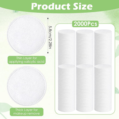 100 Pcs Cotton Rounds Bulk, Makeup Remover Pads 2Pack with 50 Count Each Facial Cleansing Pads for Face, Eye Makeup Removal