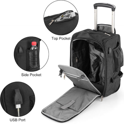 17x10x9 Inches Rolling Personal Item Under Seat Travel Bag Suitable For United Airlines, Not Suitcase, Rolling Travel Bag Design