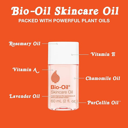 Bio-Oil Skincare Body Oil Serum, Face and Body Moisturizer with Vitamin E  A, for Scars, Stretch Marks, Sensitive Skin, All Skin Types, Dermatologist Recommended, Non-Comedogenic, 2 Oz