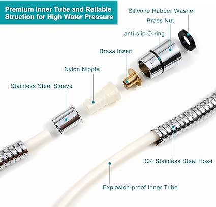 Shower Hose Replacement,79 Inches Extra Long Stainless Steel Handheld Shower Head Hose Attachment with G12 Universal Brass Insert  Nut,Durable Flexible  Anti-twist for Bidet Sprayer,Chrome
