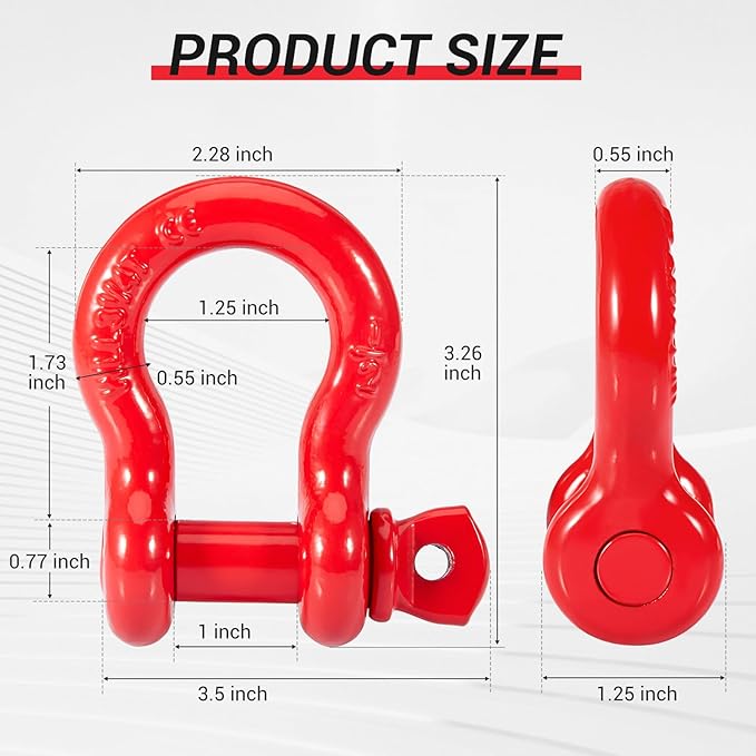 1/2" D Ring Shackles Forged Carbon Steel with Screw Pin WLL 2 Tons 4,000 Lbs, Heavy Duty D Ring Buckle for Towing, Rigging and Vehicle Recovery (10 Pack)
