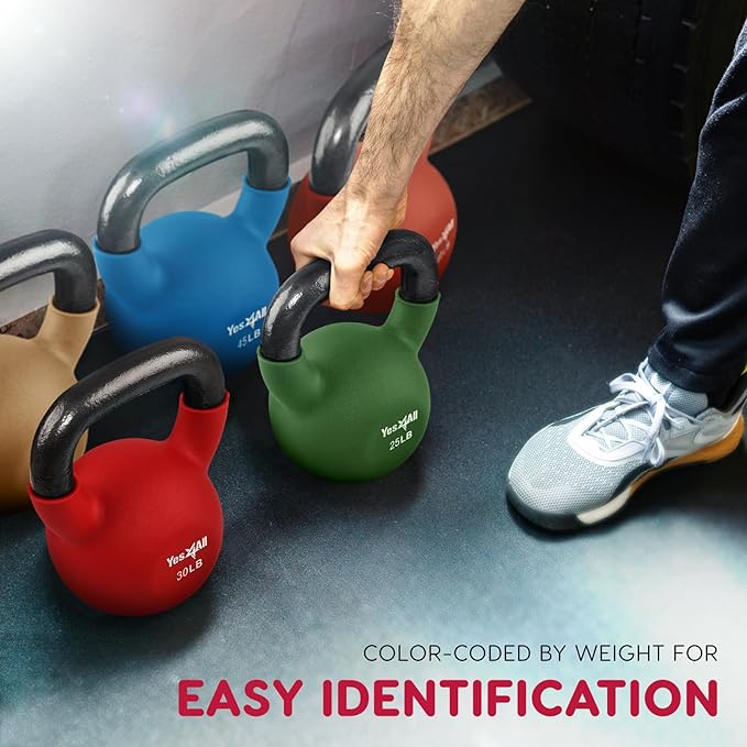 Yes4All Kettlebells 5lbs-65lbs  Kettlebell Sets Adjustable Weights, Kettlebell for Weight Training, Home Workout Equipment with Secure Grip for High Rep, Exercise Equipment