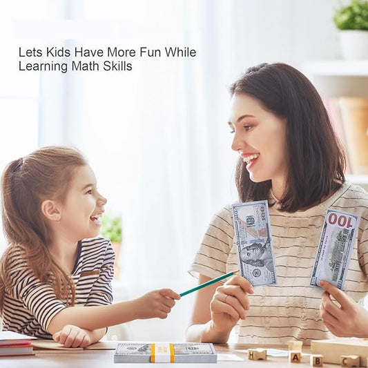 300 pcs Prop Money Movie Props Play Money for Kids Number Learning Education Toys, Develops Early Math Skills, Girls Boys Birthday