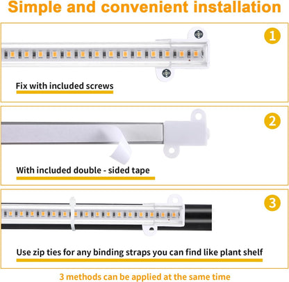 LED Grow Light Strips, Grow Lights for Indoor Plants Full Spectrum 3000K, Plant Light Bar with 3/9/12H Timer, 10 Dimmable Levels for Seedling Succulent,Best Match for Plant Shelf(3 Head×2 Pack)