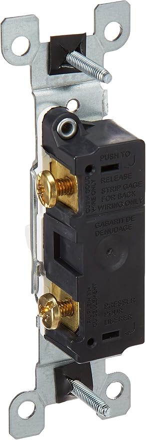 Leviton 1451-WCP 15-Amp, 120-Volt, Toggle Framed Single-Pole AC Quiet Switch, Residential Grade, Non-Grounding, White