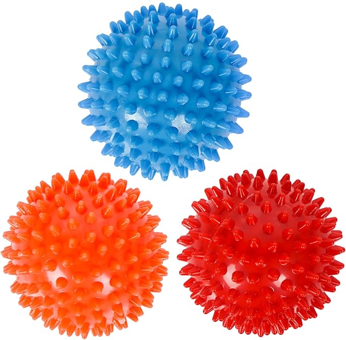 3 Pack Spiky Hard Massage Balls, Massager Rollers for Plantar Fasciitis,Muscle Soreness Massager Ball - Exercise, Neuro-Balance, Physical Therapy, 3 inches