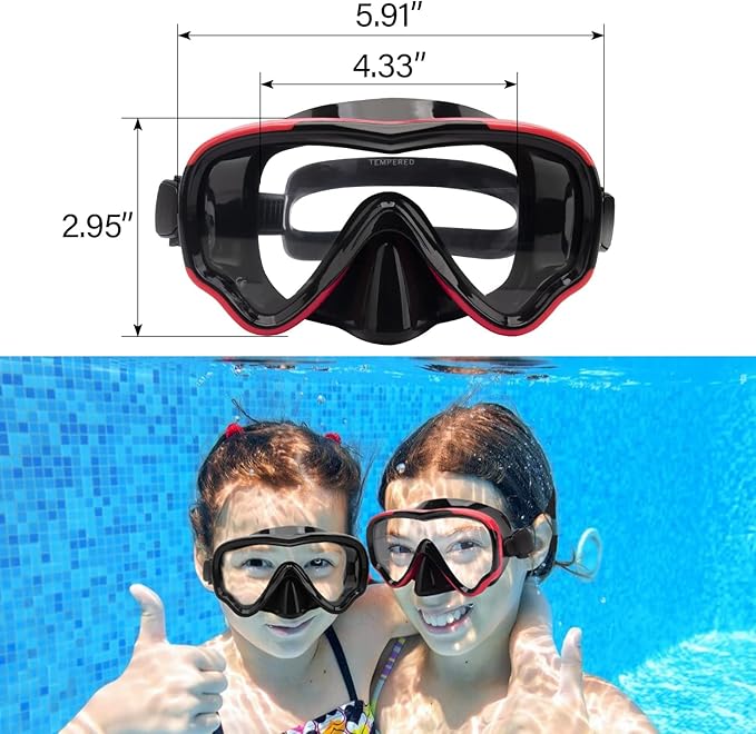 Peicees Swimming Goggles with Nose Cover for Kids, Youth Anti Fog Swim Goggles Snorkel Diving Mask for Boys Girls