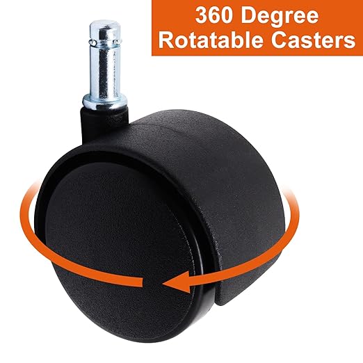 Plastic Casters Set of 4, M8 Circlip Stem Caster Wheels 2 inch, Black Nylon Swivel Caster Wheels Replacement for Furniture, Office Chair, Table, Cabinet, Shelf