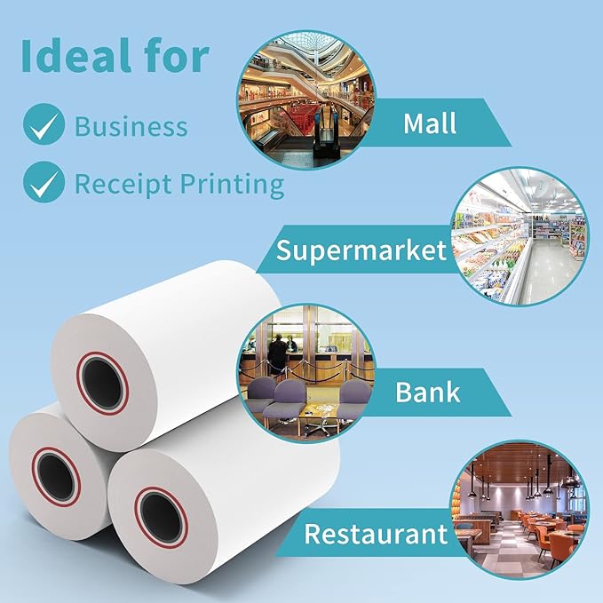 MFLABEL 10 Rolls Thermal Receipt Paper Rolls 3-18 x 230ft Thermal Paper Rolls