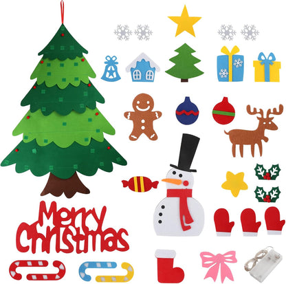 Suweor Upo Felt Christmas Tree Set for Toddlers Kids with Led String Light?3.2ft Wall Hanging DIY Christmas Tree with Detachable Ornaments for Xmas Gifts Home Decoration (Designs May Vary)
