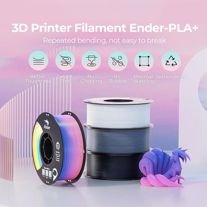 Creality Black PLA+ Filament 1.75mm, 3D Printer Filament Strong Toughness No-Tangling Vacuum Packaging 3D Printing Filament Fit Most 3D Printers, 1kg Spool, Accuracy +/- 0.02mm, Black