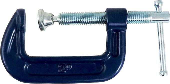 2 Pack Taytools 2 Inch C Clamps Malleable Steel Frame Power Coated Threads Zinc Plated Carbon Steel Spindle and Sliding Bar (2, 2 inch)