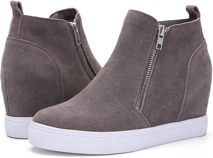 Athlefit Women's Wedge Sneakers Hidden Heel Platform Wedge Booties Hidden Wedgie Sneakers