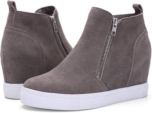 Athlefit Women's Wedge Sneakers Hidden Heel Platform Wedge Booties Hidden Wedgie Sneakers
