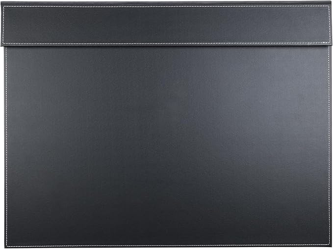 Ultra-Smooth PU Leather Desk Pad & Mat Office Desk Drawing & Writing Board A3/ A4 File Paper Clip Table Protector Mat on Top Large 24''x18'' (Black) (Item has minor cosmetic scratches)