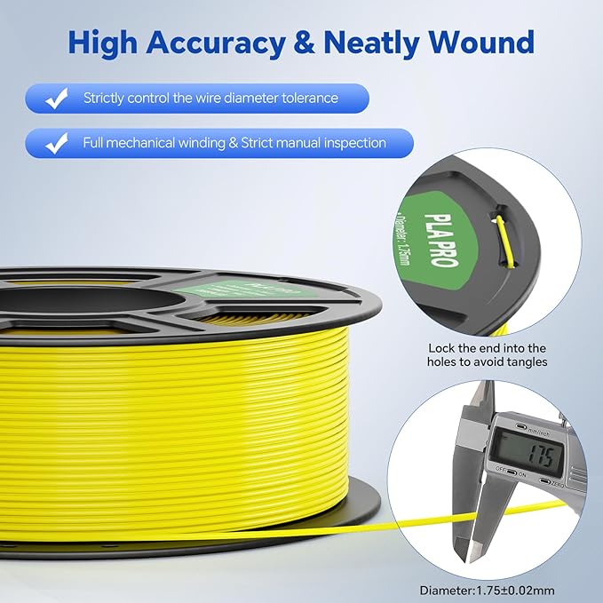 PLA PRO Filament 1.75mm, Stronger Toughness 3D Printer Filament, PLA Filament Dimensional Accuracy +/- 0.02 mm, Neatly Wound, Fits Most FDM 3D Printer, 1KG Black