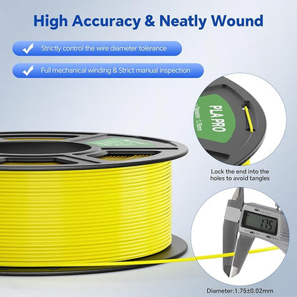 PLA PRO Filament 1.75mm, Stronger Toughness 3D Printer Filament, PLA Filament Dimensional Accuracy +/- 0.02 mm, Neatly Wound, Fits Most FDM 3D Printer, 1KG Black