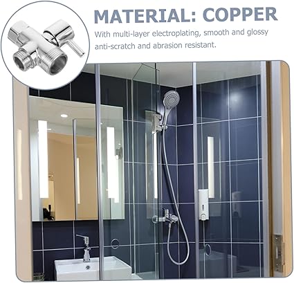 Gadpiparty Shower Head 3 Way Diverter Tee Connector Adapter 12 34 Inch T-adapter Copper Silver for Bathroom Easy Installation Material