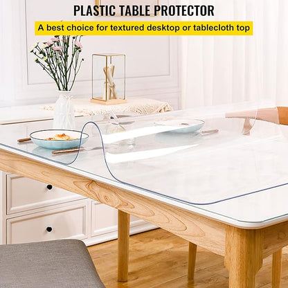 VEVOR Plastic Table Cover 42 x 78 Inch, 2 mm Thick Clear Table Protector, Rectangle Clear Desk Mat, Waterproof & Easy Cleaning for Office Dresser Night Stand