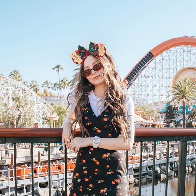 Trnerm Christmas Mouse Ears Headband for Women - Red Bows Headband