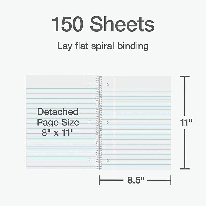 Oxford 3 Subject Spiral Notebook, Notebooks for School, Plastic Covers, Back to School Supplies, College Ruled, 150 Sheets, 2 Pack, Black and Blue (1009293)