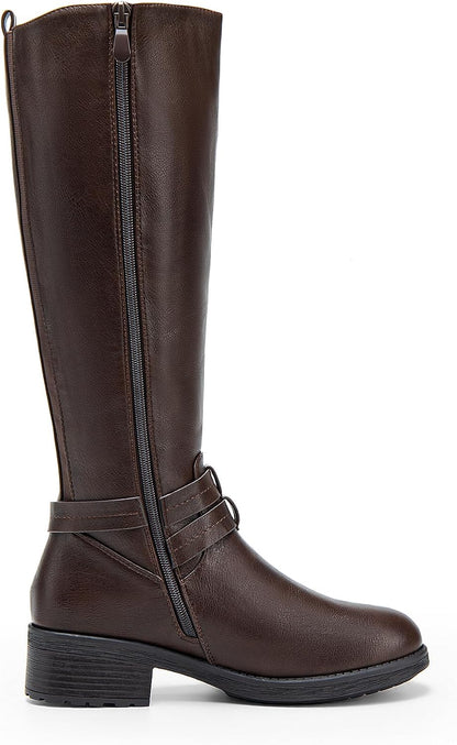 Women's Knee High Boots, Buckle Riding Boots