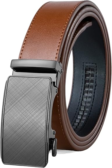 Founders  C Men's Ratchet Belt 1 38",Leather Dress Belt Adjustable with Click Sliding Buckle Trim to Exact Fit