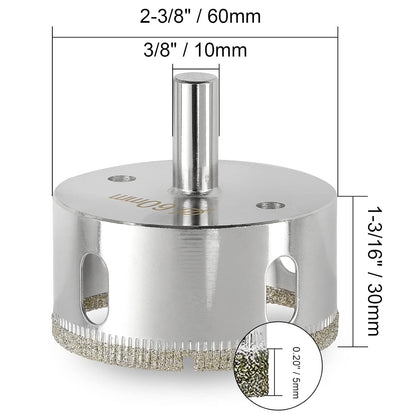 Diamond Drill Bits - 2-3/8" / 60mm Glass & Tile Hole Saw, Suitable for Ceramic, Glass, Tile & Marble