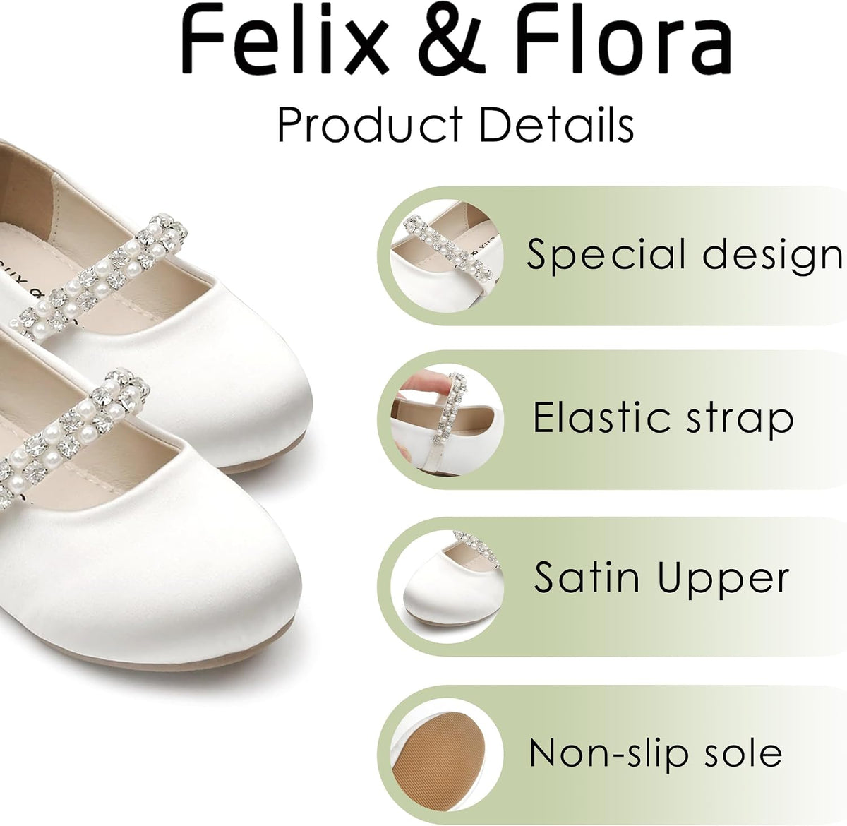 Girls Toddler Little Ballet Shoes - Flower Girls Mary Jane Flats Dress Shoes Party Wedding