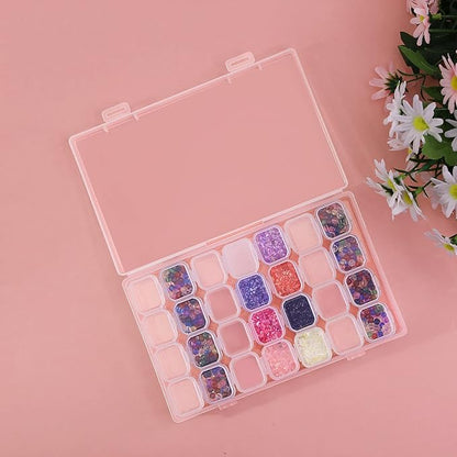 Gospire Small 28 Grids Diamond Box Clear Plastic Jewelry Craft Storage Container Diamond Painting Embroidery DIY Art Craft Accessory Organizer Case (Clear)