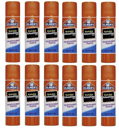 Elmers Washable Disappearing School Glue Sticks, 0.21 Purple Glue Stick (Pack of 12)