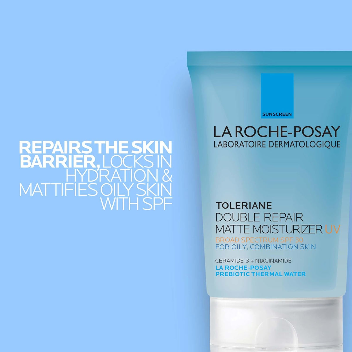 La Roche-Posay Toleriane Double Repair Matte Face Moisturizer, Daily Moisturizer For Oily Skin With Ceramide And Niacinamide For All Skin Tones, Oil Free, Non-Comedogenic, Available with SPF 30 ( No Original Box )