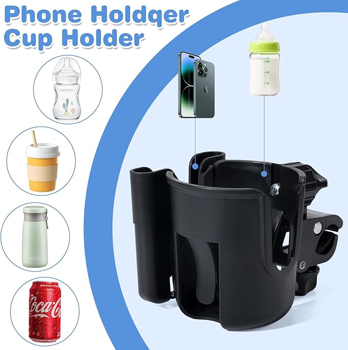 Stroller Cup Holder with Phone Holder - Compatible with All Bugaboo Strollers, Fits Most Cups, Bugaboo Butterfly Accessories