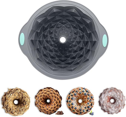Bunte Cake Pan, Non-Stick 10-Inch Angel Food Cake Pan, Silicone Cake Mold with Metal Reinforced Frame More Strength for Long-Lasting Performance