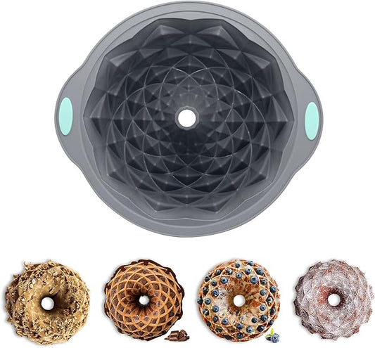 Bunte Cake Pan, Non-Stick 10-Inch Angel Food Cake Pan, Silicone Cake Mold with Metal Reinforced Frame More Strength for Long-Lasting Performance