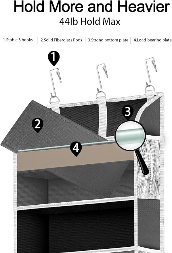 1 Pack Over The Door Organizer, Bathroom Organizers and Storage with 5 Pockets 10 Mesh Pockets, 50 lbs Weight Capacity Stuffed Animal Storage for Nursery Newborn Baby Essential